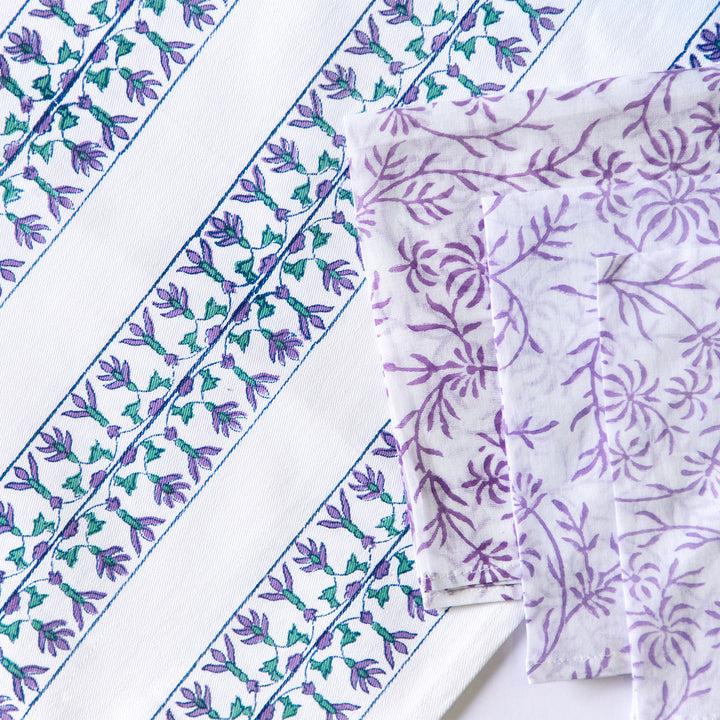 Buds & Blooms Hand Block Printed Table Linen Set