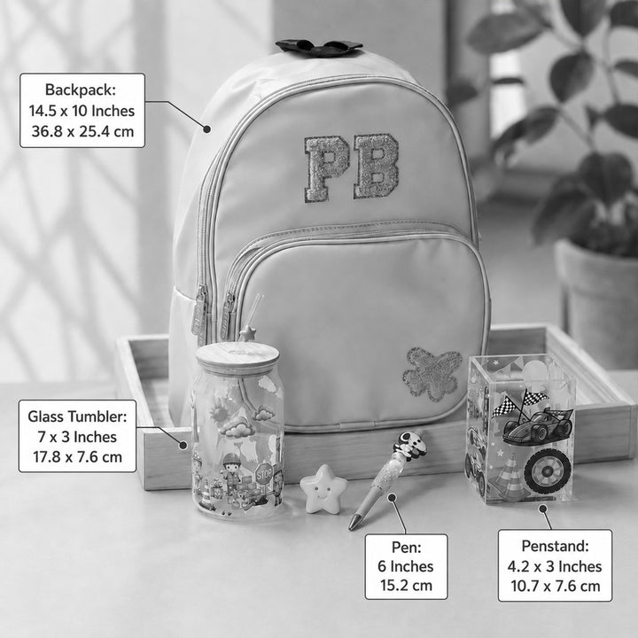 Little Explorer Gift Hamper | Personalised Backpack, Tumbler & Stationery Set For Kids