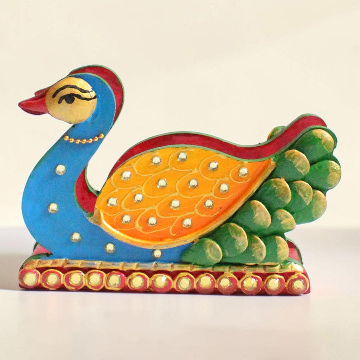 Paper Mache Peacock Handpainted MDF Napkin Holder For Festive Dining