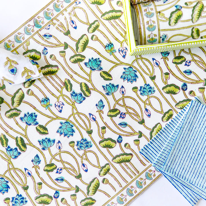Royal Lotus Hand Block Printed Table Linen Set