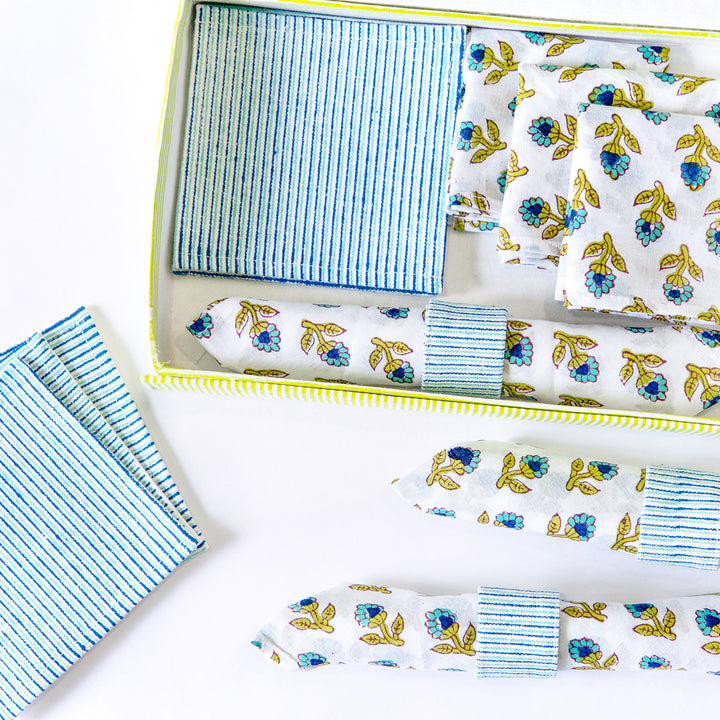 Royal Lotus Hand Block Printed Table Linen Set