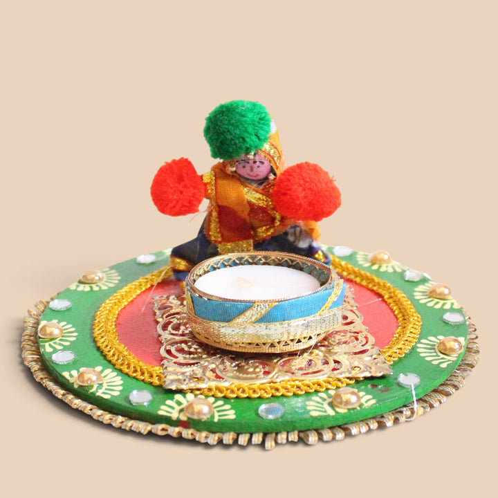 "Puppet" Handmade Fabric-Wrapped MDF Tealight Candle Holder For Festive Decor