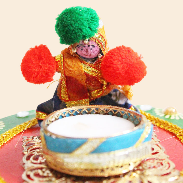 "Puppet" Handmade Fabric-Wrapped MDF Tealight Candle Holder For Festive Decor