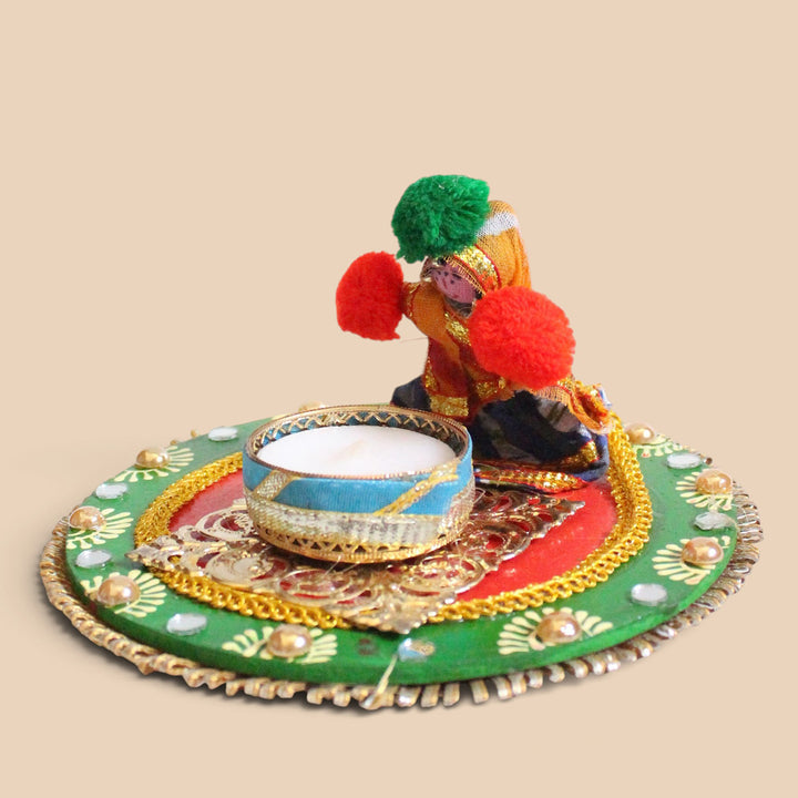 "Puppet" Handmade Fabric-Wrapped MDF Tealight Candle Holder For Festive Decor