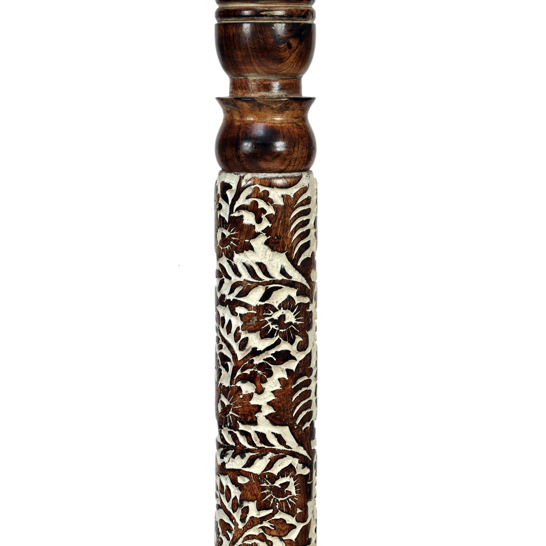 Chinar Hand-Carved Mango Wood & Cotton Floor Lamp
