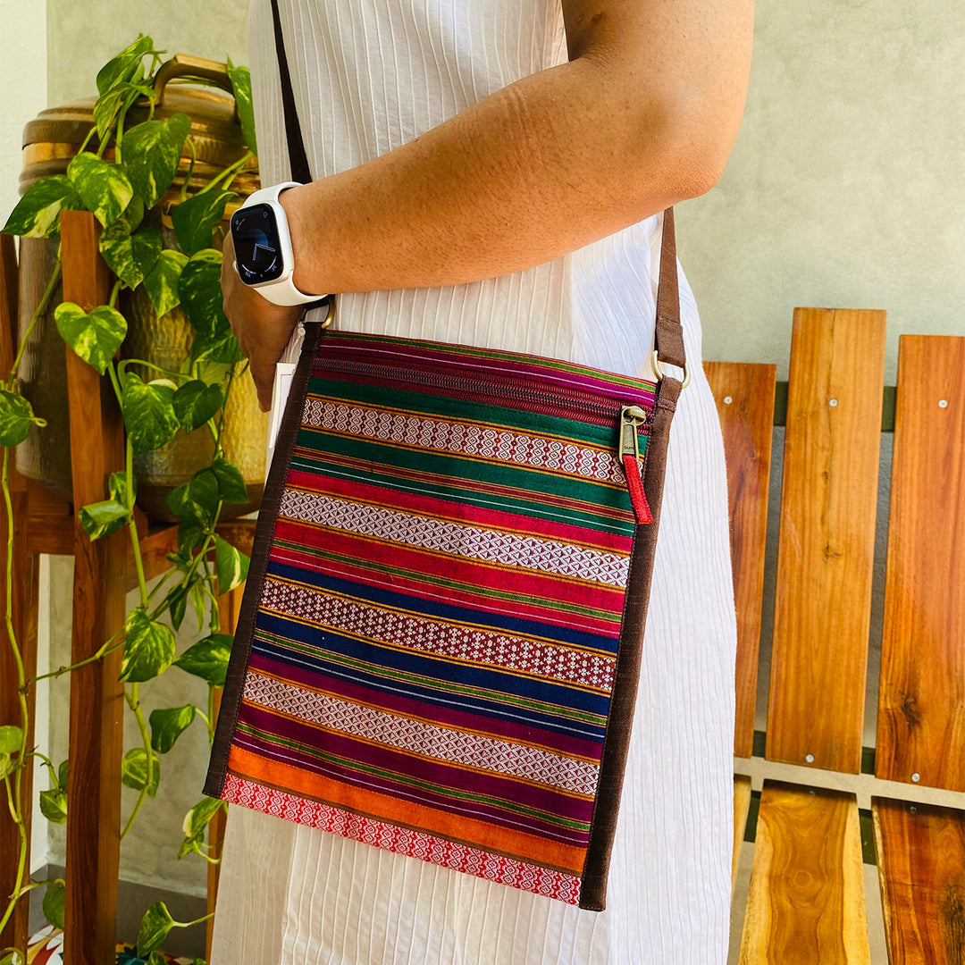 Handmade Traditional Indian Textiles Design Khunn Fabric Cotton Sling Bag