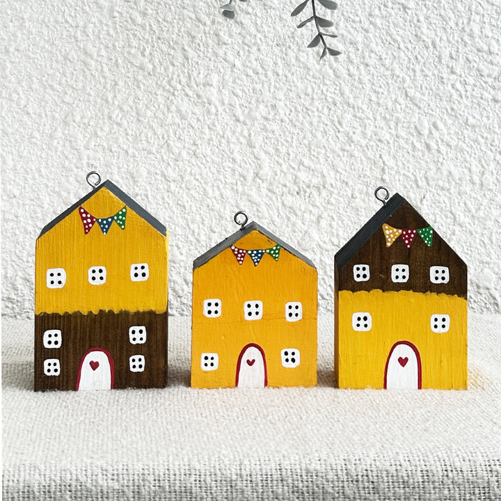 3 pc | Little Sunshine Village Handcrafted Miniature Wooden Houses