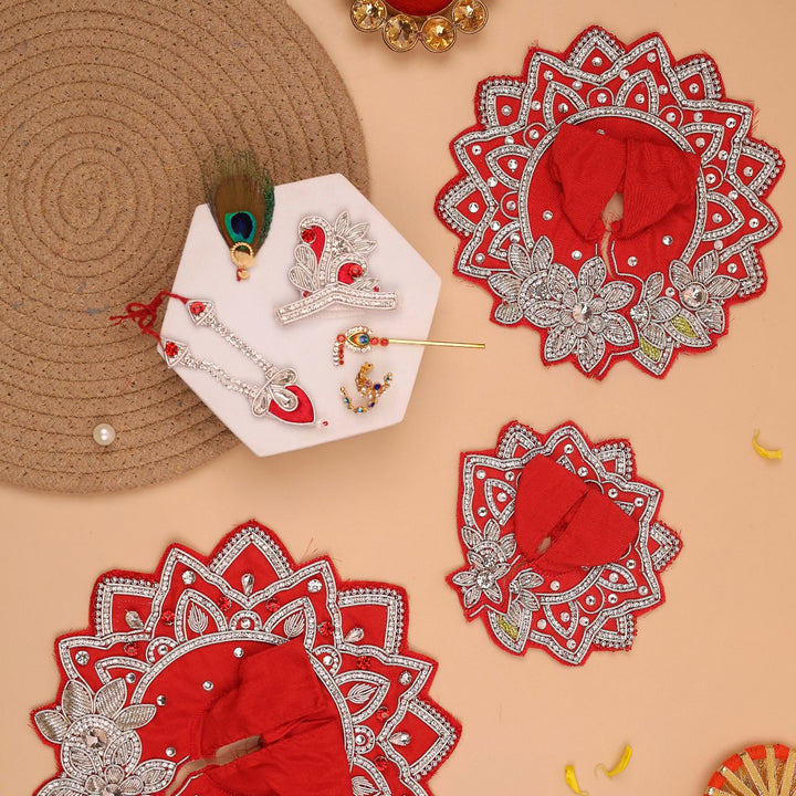 Hand Embroidered Zardozi Lotus Inspired Art Silk Laddu Gopal Poshak (Dress)