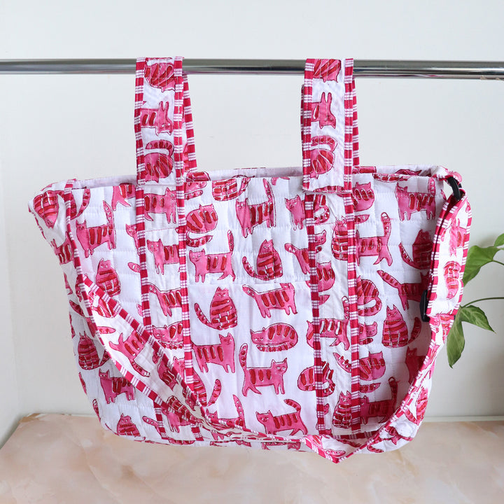 Personalized Pink Cats Diaper Bag With Stroller Straps