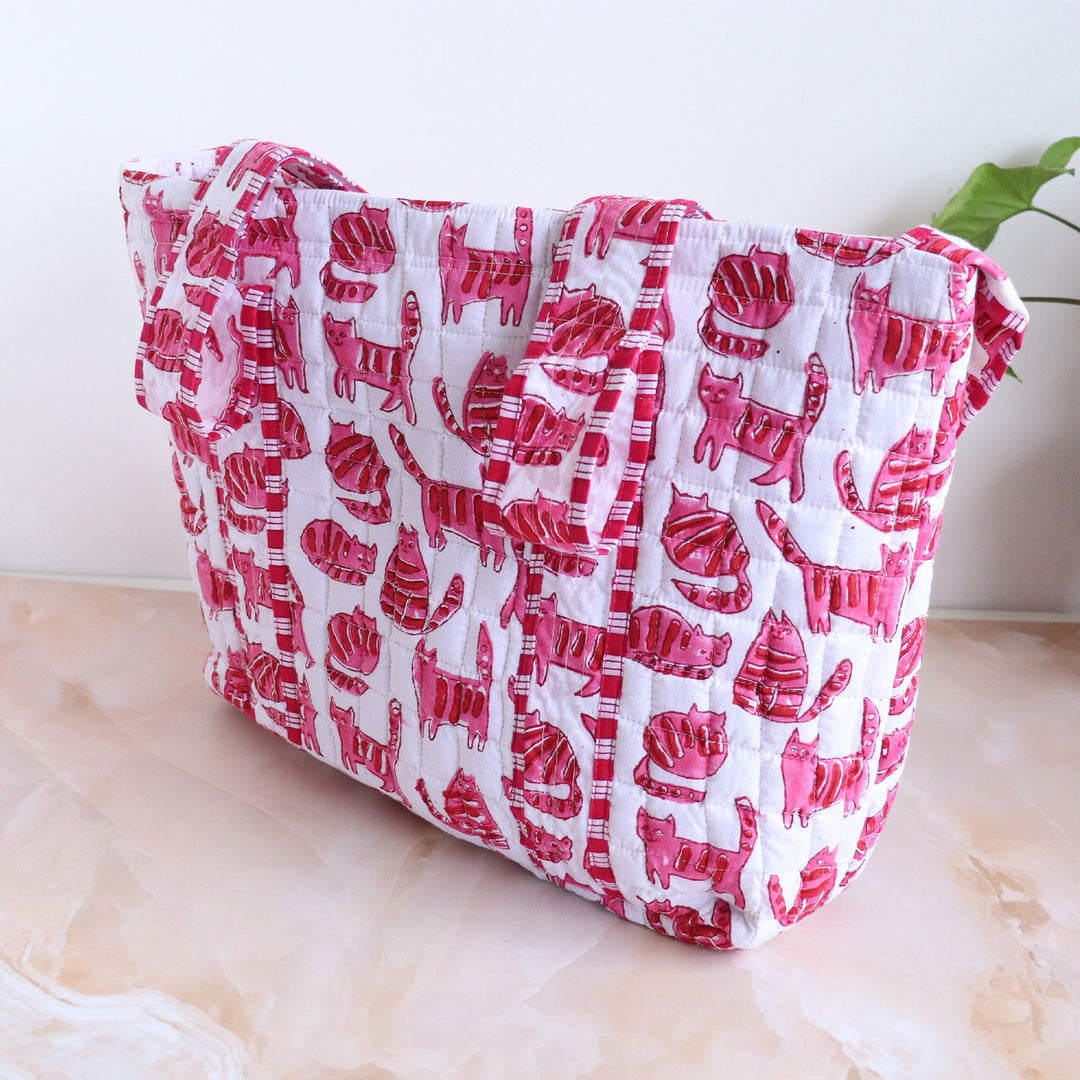 Personalized Pink Cats Diaper Bag With Stroller Straps