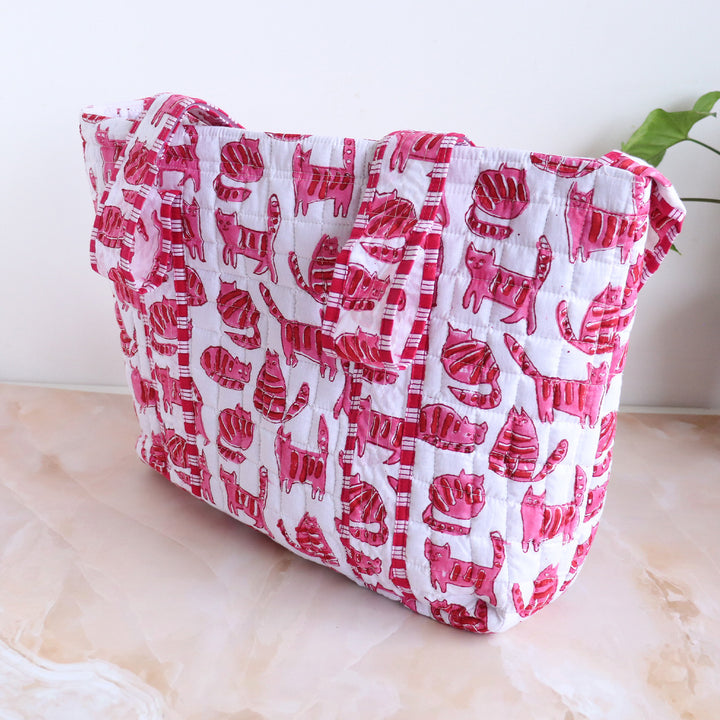 Personalized Pink Cats Diaper Bag With Stroller Straps