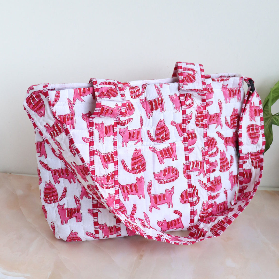 Personalized Pink Cats Diaper Bag With Stroller Straps