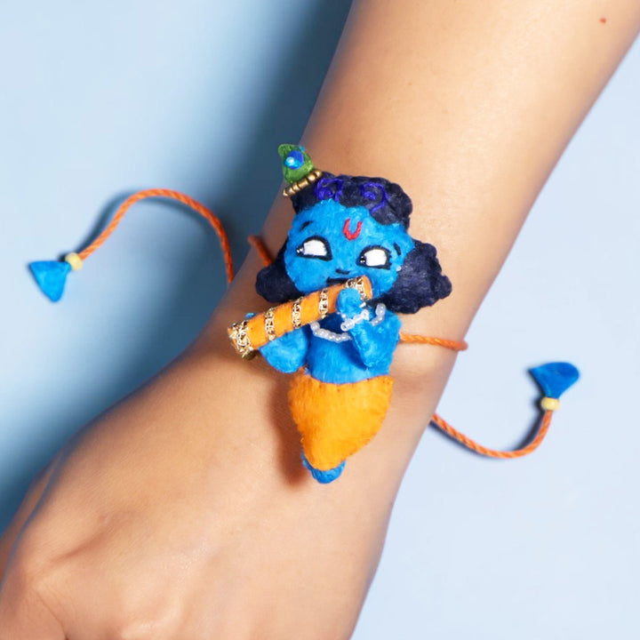 Hand Embroidered Kanha Rakhi With Magnet For Brother