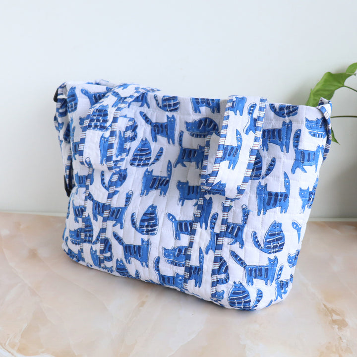 Personalized Blue Cats Diaper Bag With Stroller Straps