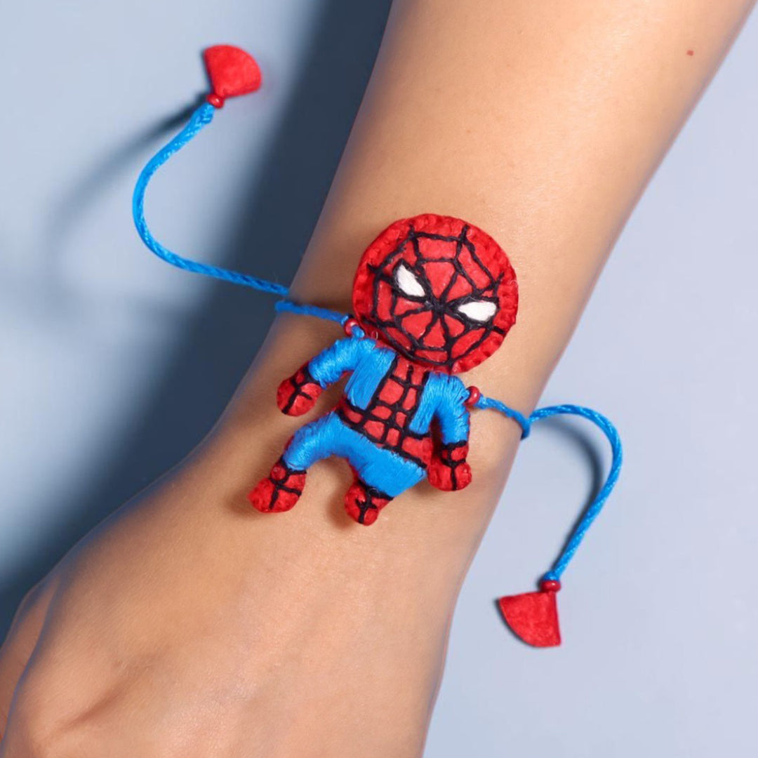 Hand Embroidered Spider-boy Rakhi With Brooch Pin For Brother