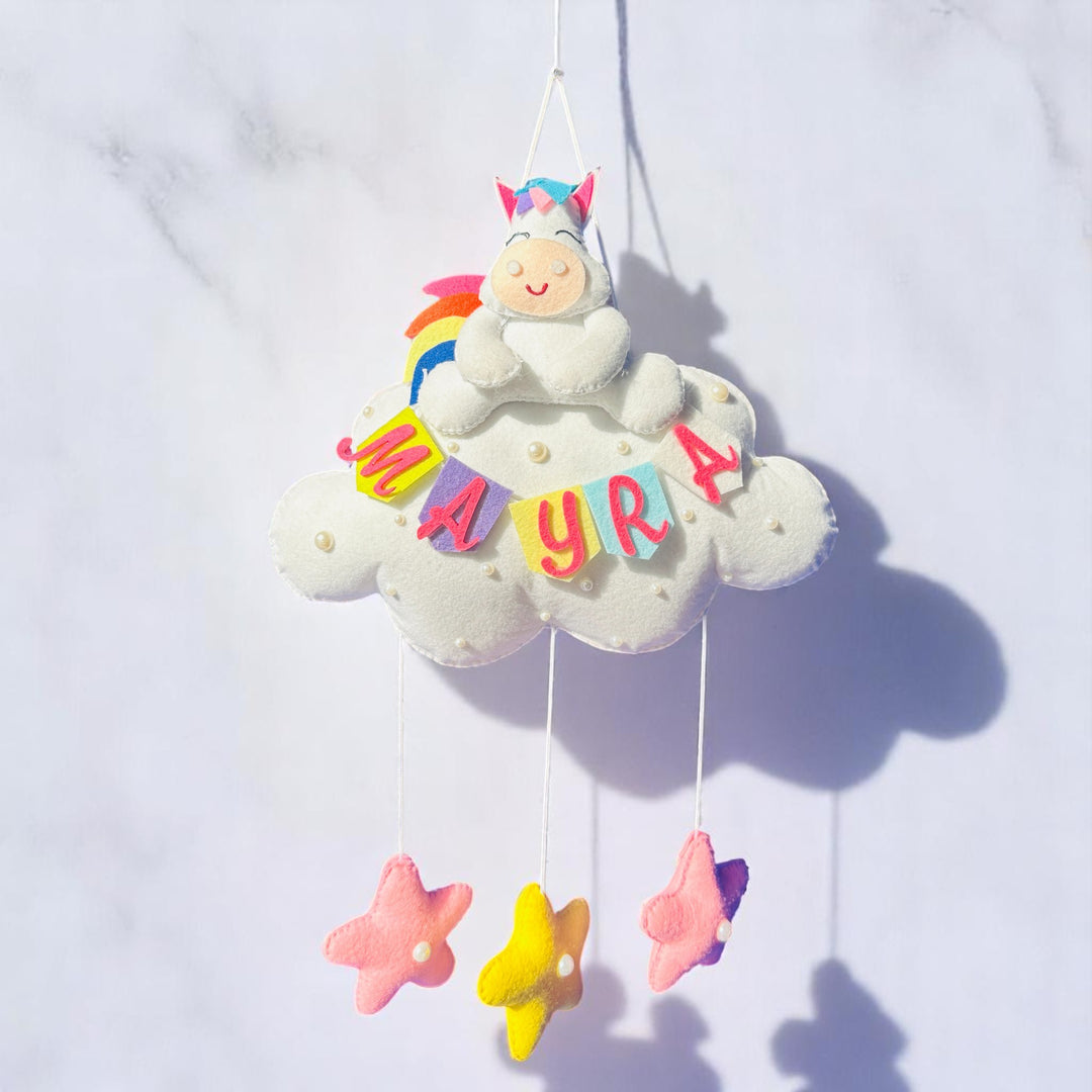 Personalized Handmade Animals On Cloud Theme Felt Kids Name Plate