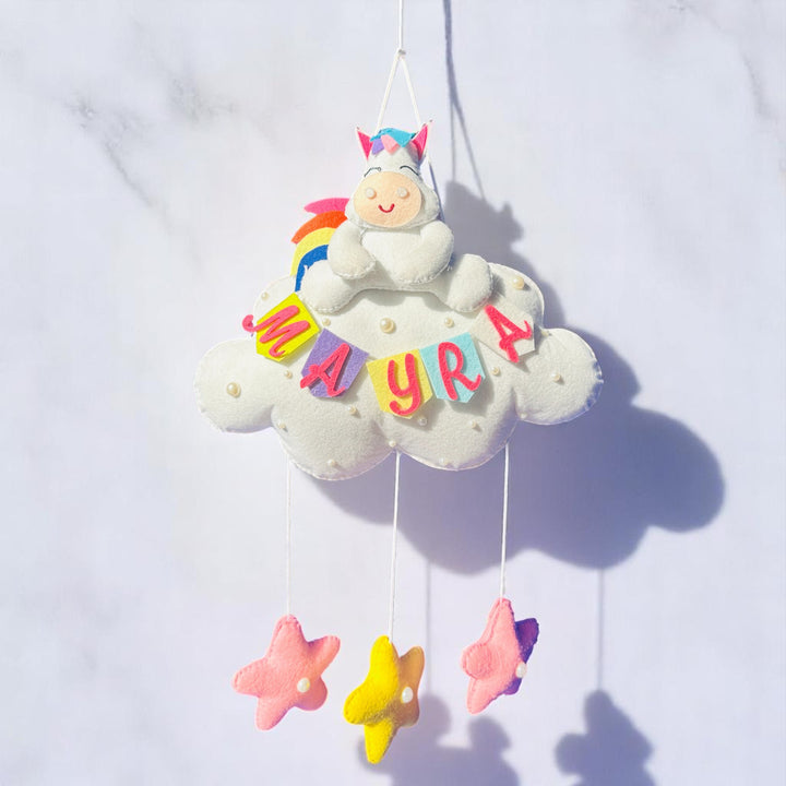 Personalized Handmade Animals On Cloud Theme Felt Kids Name Plate