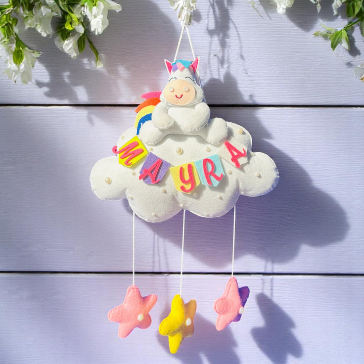 Personalized Handmade Animals On Cloud Theme Felt Kids Name Plate