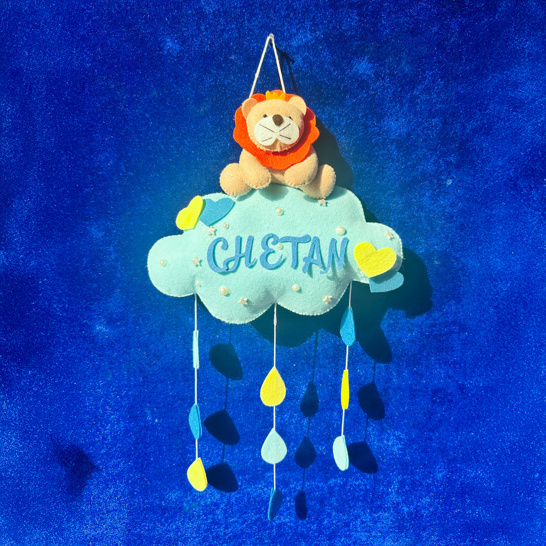 Personalized Handmade Animals & Raindrop Theme Felt Kids Name Plate