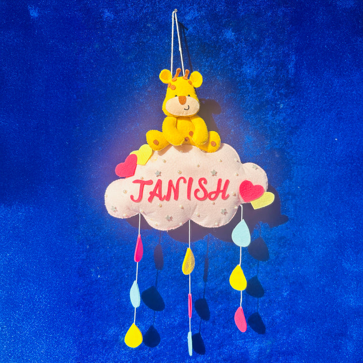 Personalized Handmade Animals & Raindrop Theme Felt Kids Name Plate