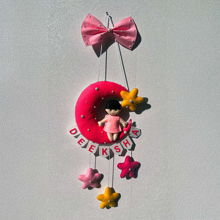 Personalised Cute Moon & Stars Theme Korean Felt Kids Name Plate