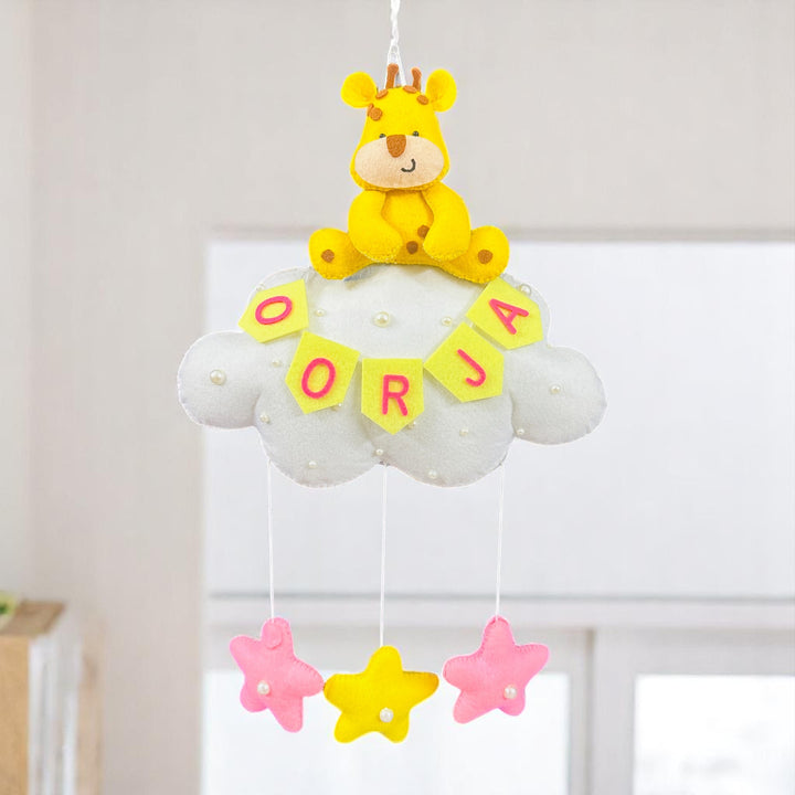 Personalized Handmade Animals On Cloud Theme Felt Kids Name Plate