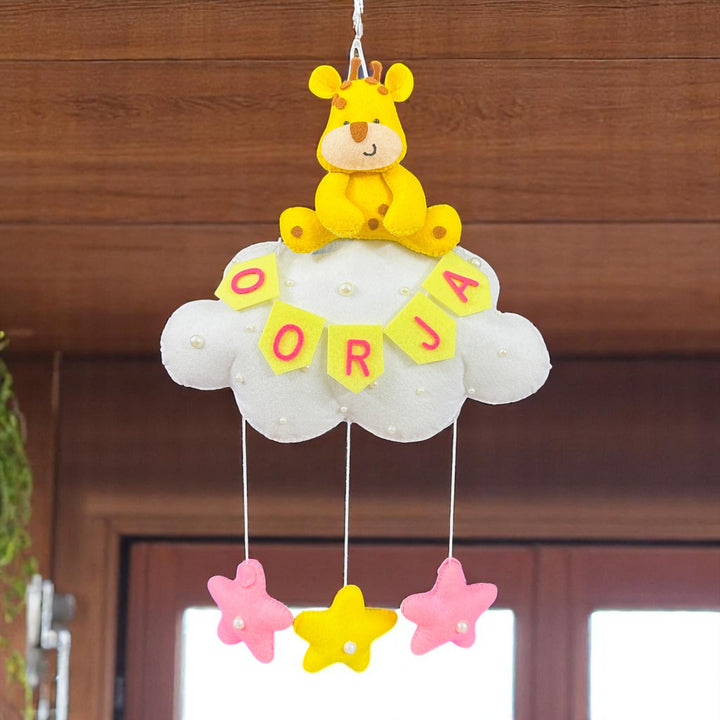 Personalized Handmade Animals On Cloud Theme Felt Kids Name Plate