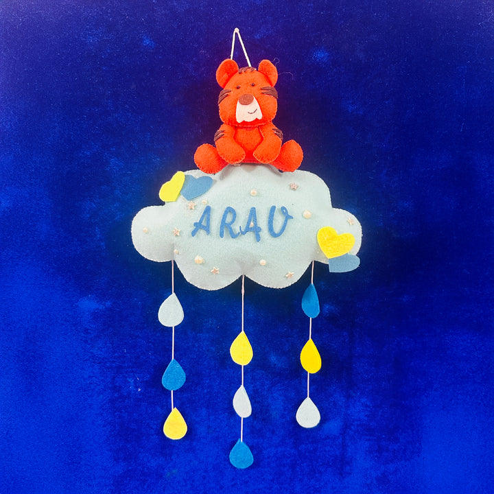 Personalized Handmade Animals & Raindrop Theme Felt Kids Name Plate