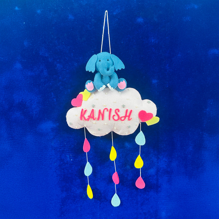 Personalized Handmade Animals & Raindrop Theme Felt Kids Name Plate