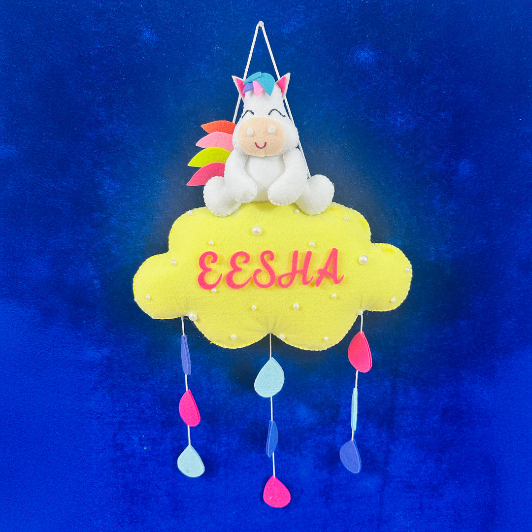 Personalized Handmade Animals & Raindrop Theme Felt Kids Name Plate