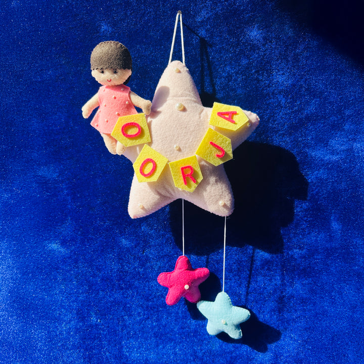 Personalized Handmade Stars Theme Felt Kids Name Plate