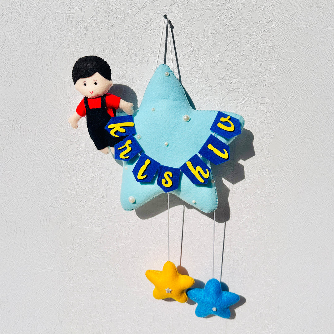 Personalized Handmade Stars Theme Felt Kids Name Plate