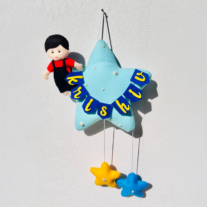 Personalized Handmade Stars Theme Felt Kids Name Plate