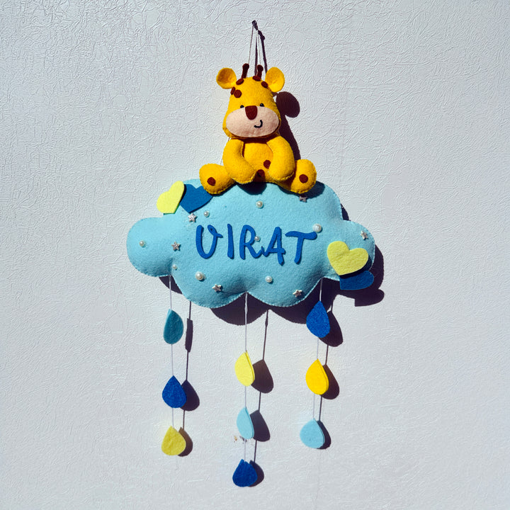 Personalized Handmade Animals & Raindrop Theme Felt Kids Name Plate