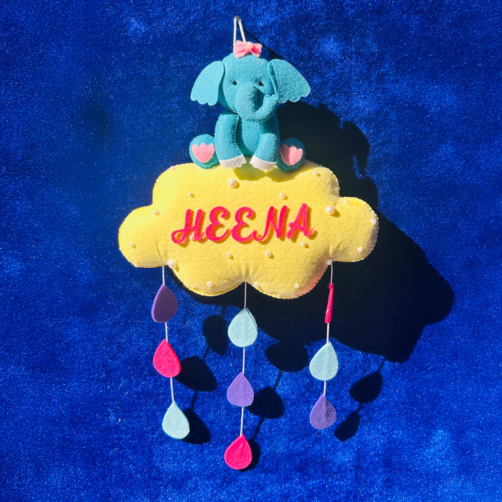 Personalized Handmade Animals & Raindrop Theme Felt Kids Name Plate