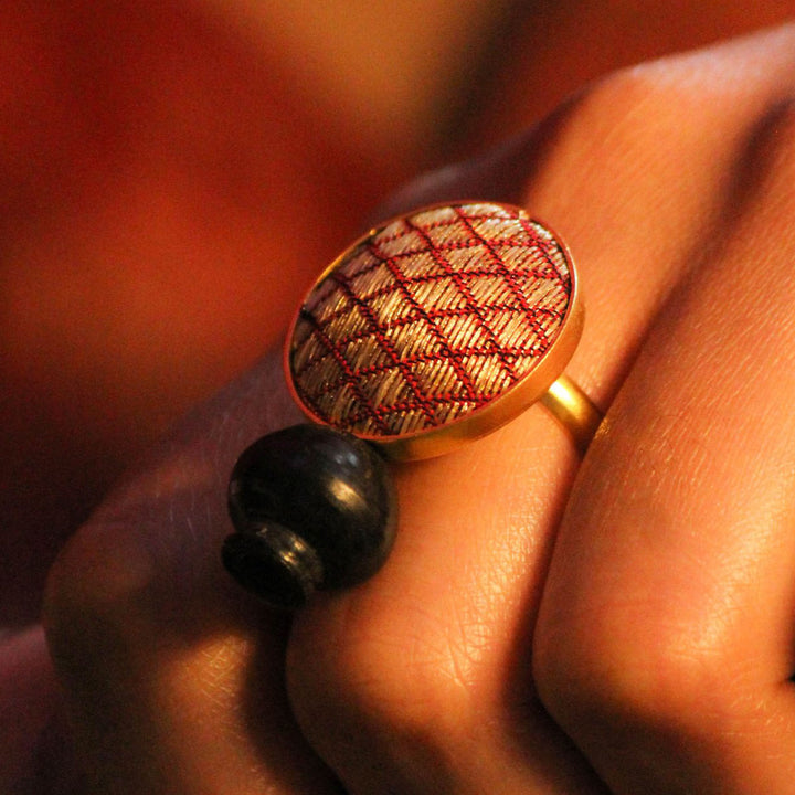 Minimal Handmade Pink Silk Wedding Ring | 22K Gold Plated