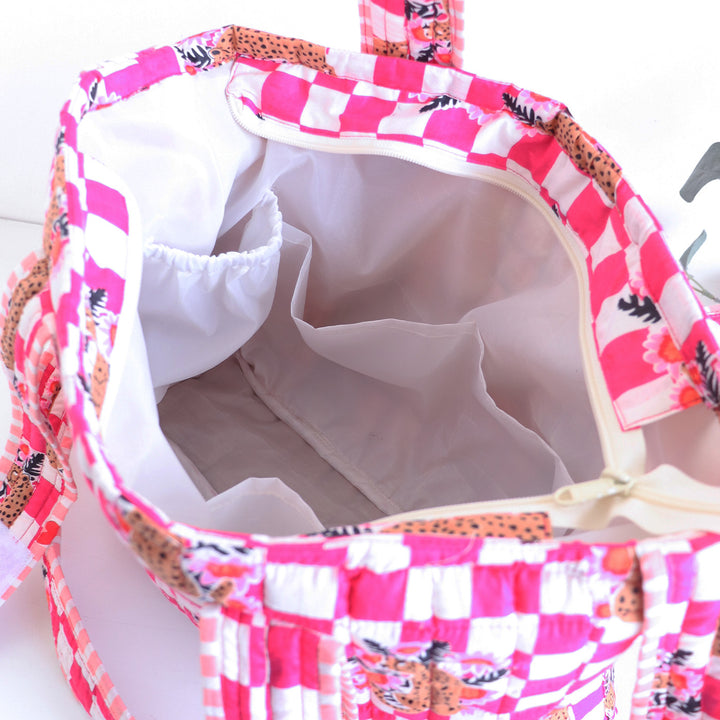 Personalized Pink Cheetah Diaper Bag With Stroller Straps
