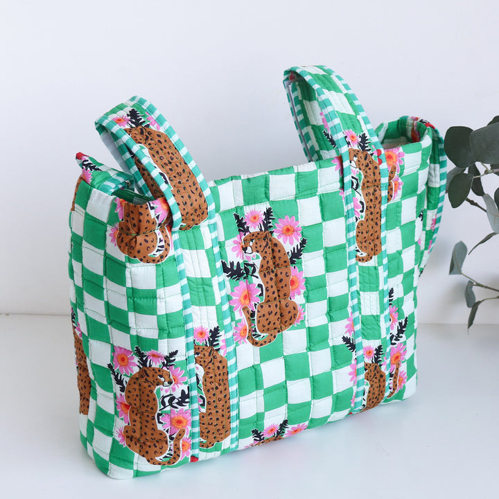 Personalized Green Cheetah Diaper Bag With Stroller Straps