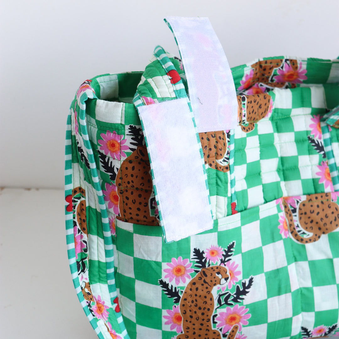 Personalized Green Cheetah Diaper Bag With Stroller Straps