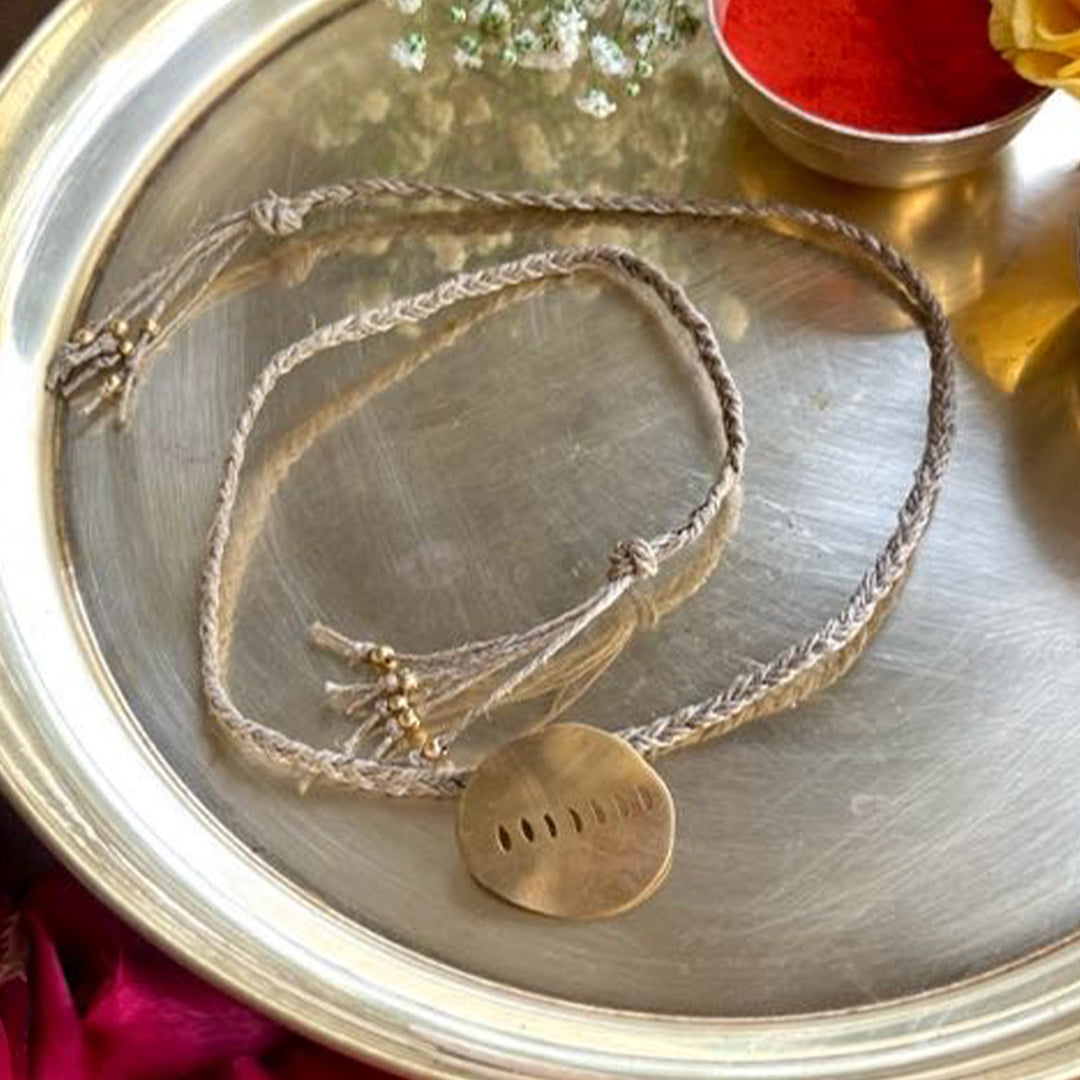 Handcrafted Oval & Circular Brooch Pin Rakhi With Roli Chawal For Brother
