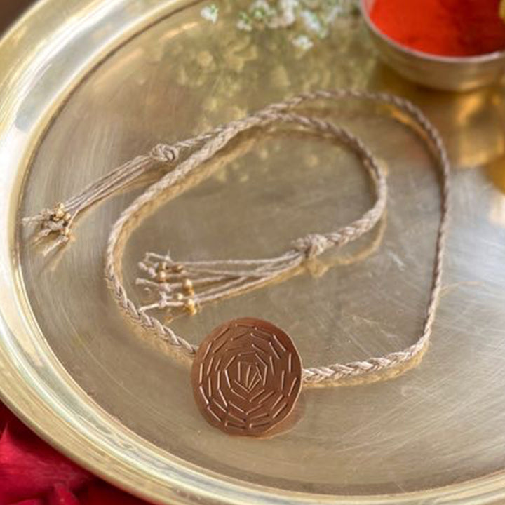 Handcrafted Oval & Circular Brooch Pin Rakhi With Roli Chawal For Brother
