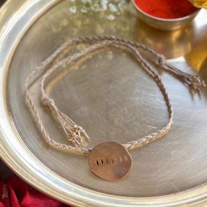 Handcrafted Oval & Circular Brooch Pin Rakhi With Roli Chawal For Brother