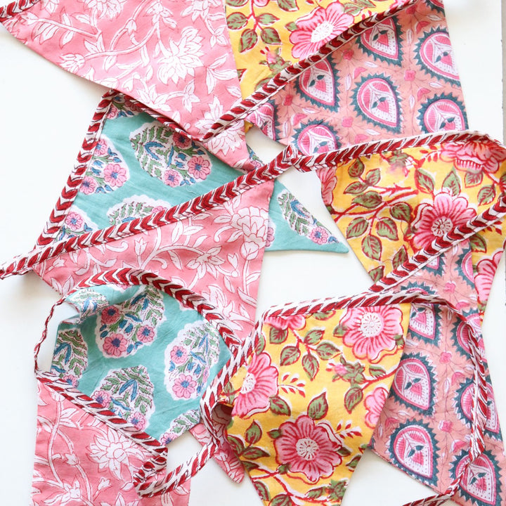 Handmade Printed Colourful Reversible Flag Cotton Bunting