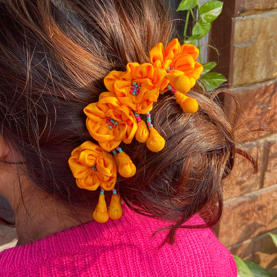 Yellow Silk Cotton Champa Hairpins
