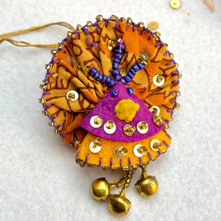 Hand Embroidered Mor Charm Ghungru  Lumba With Roli Chawal For Bhabhi