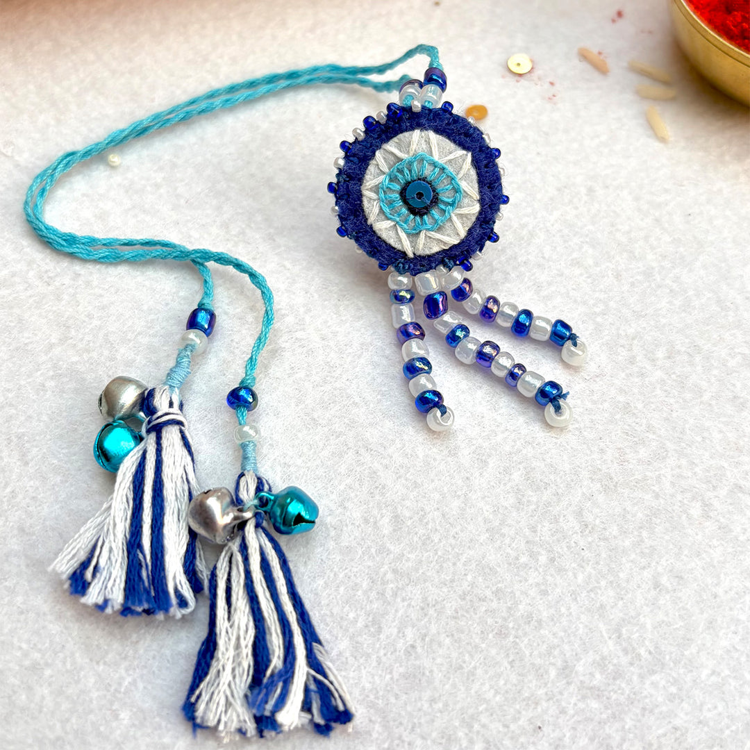 Hand Embroidered Nazar Battu Charm Lumba With Roli Chawal For Bhabhi