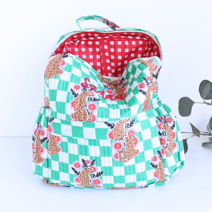 Personalized Green Cheetah Kids Backpack