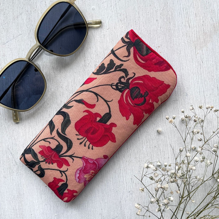 Hand-Painted Mughal Floral Art Canvas Sunglass Cover