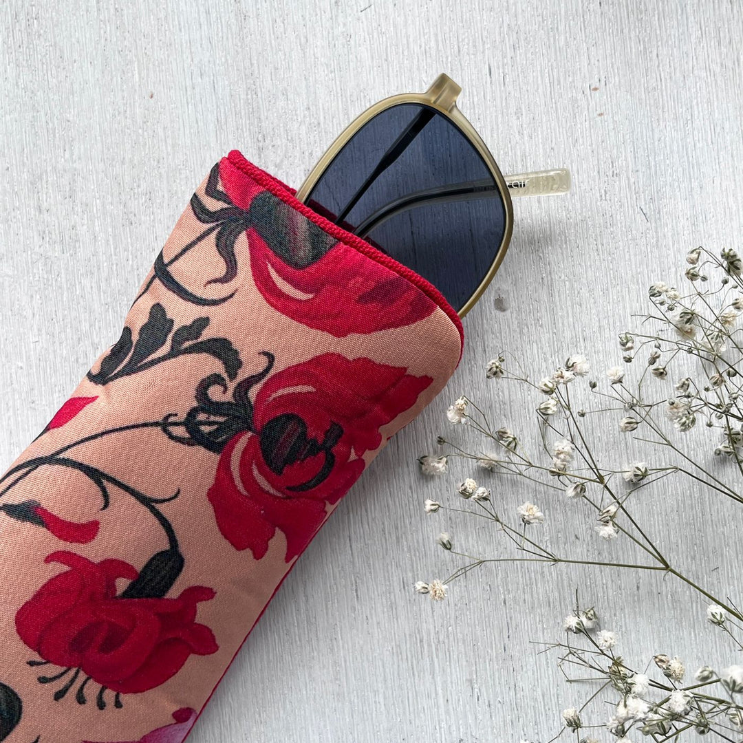 Hand-Painted Mughal Floral Art Canvas Sunglass Cover