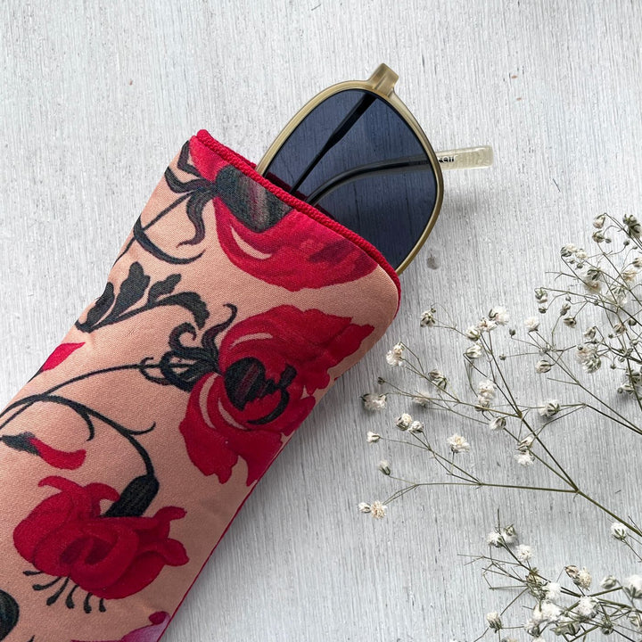 Hand-Painted Mughal Floral Art Canvas Sunglass Cover